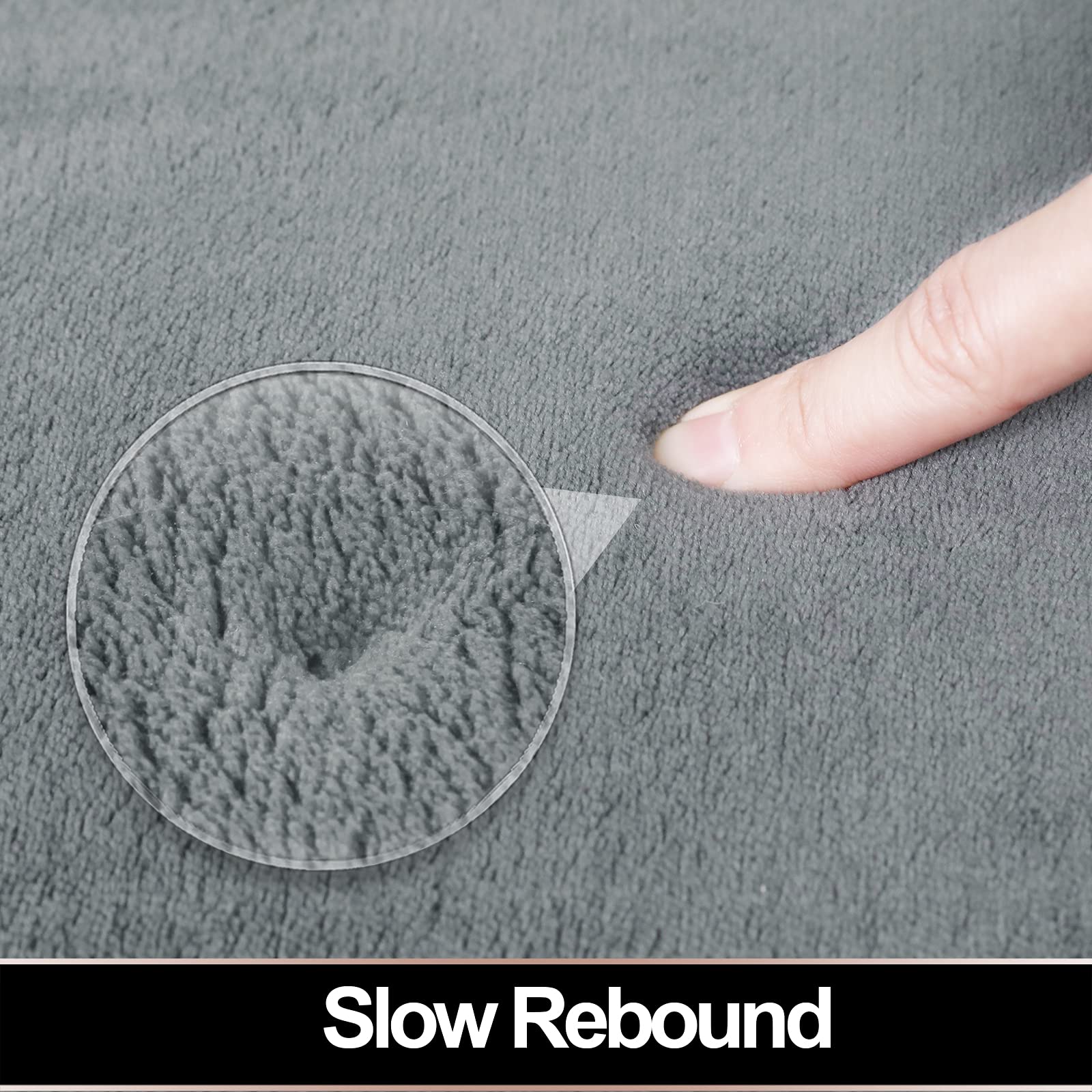 Itsoft Memory Foam Bath Mat Non Slip Absorbent Super Cozy Velvet Bathroom Rug Carpet, Machine Washable, 16 X 24 Inches Gray